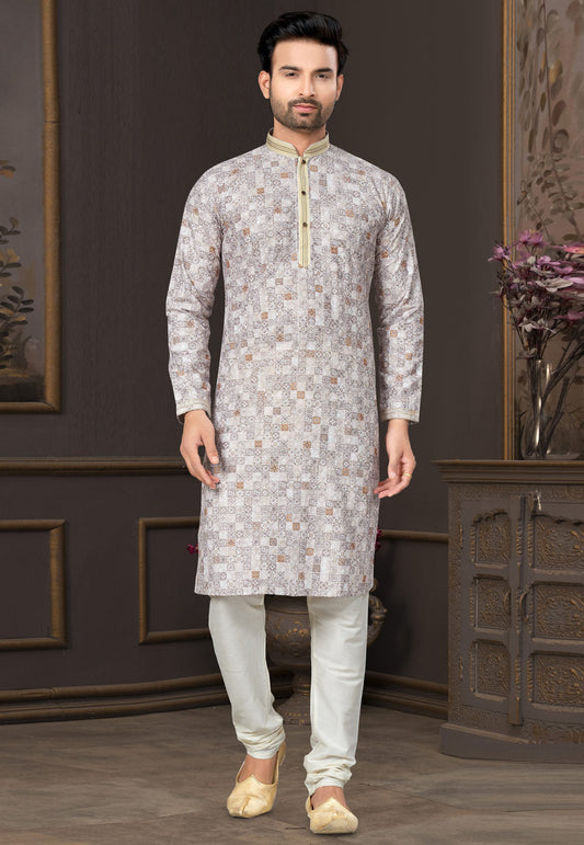 Heavy Cotton With Lucknowi, Sequence Work Kurta Pajama Set