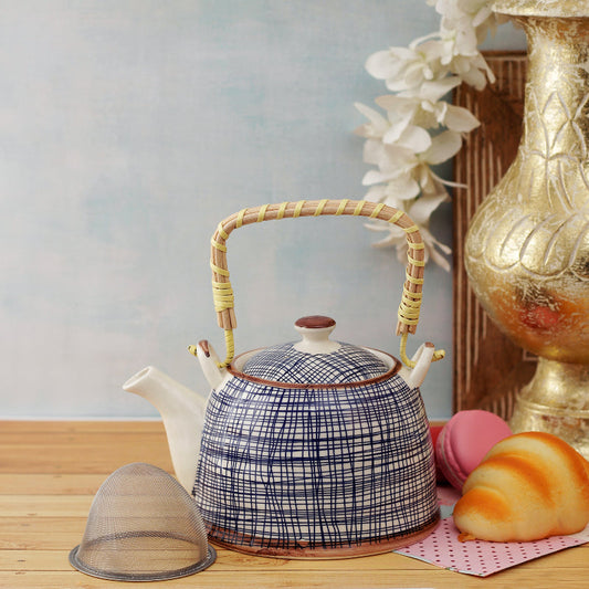 Azure Mesh Ceramic Tea Pot