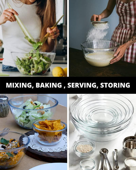 Glass All-Purpose Mixing Bowls | 1L & 2.1L | Set of 2