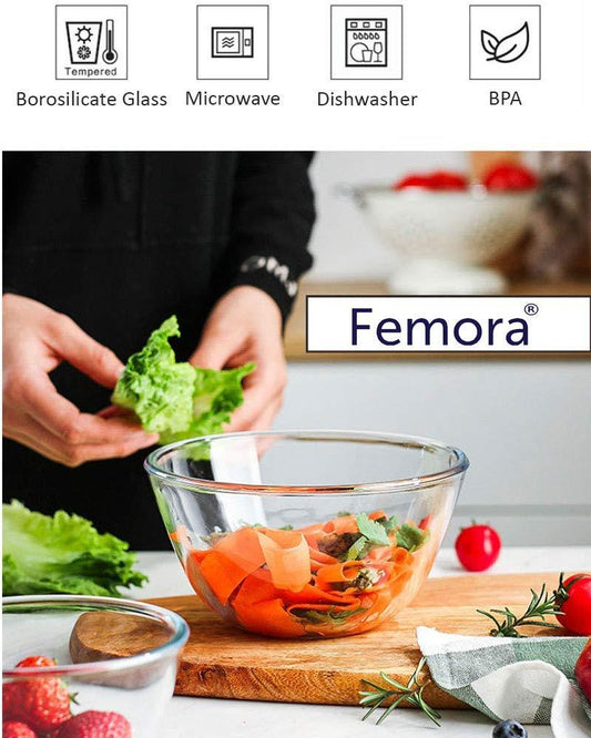 Borosilicate All-Purpose Mixing Bowls | Mixed size Combo- Set of 4 (400ml, 700ml, 1L, 1.6L)