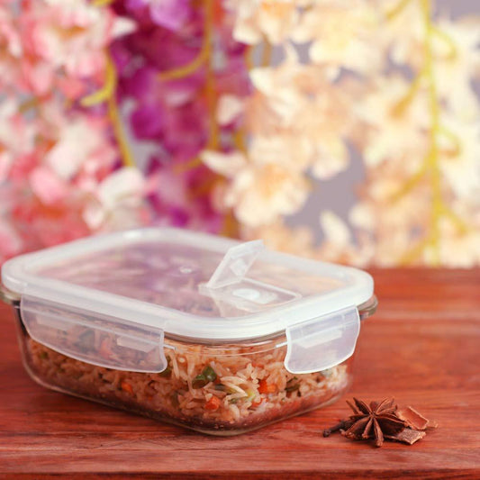 Borosilicate Glass Rectangle Food Storage Container with Air Vent Lid | 400 ml | Set of 3