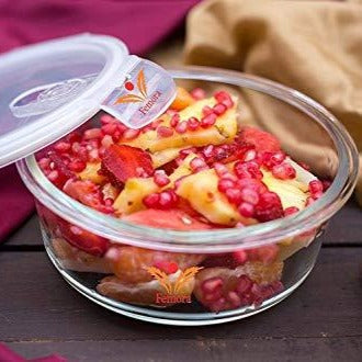 Borosilicate Glass Round Food Storage Container with Air Vent Lid | 380ml, 580ml, 940ml | Set of 2