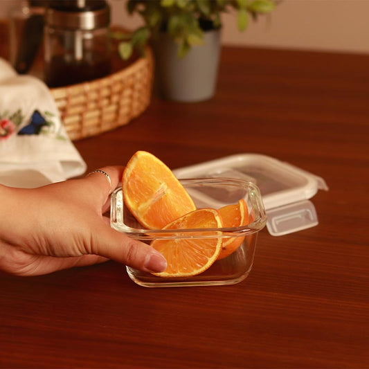 Borosilicate Glass Square Food Storage Container with Air Vent Lid | 300 ml