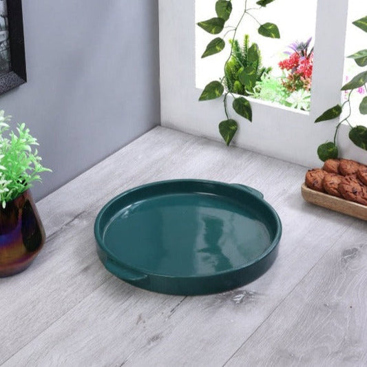 Green Ceramic Bakeware Dish with Handle