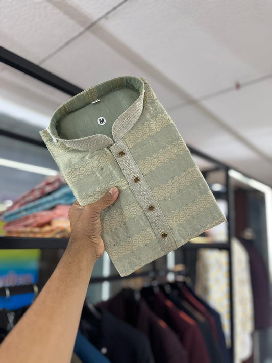 Jacquard Weaving With Cotton Inner Kurta Pajama Set