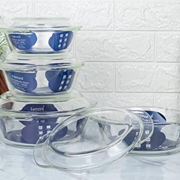 Borosilicate Glass Multipurpose Casseroles | Mixed Size Combo | Set of 4