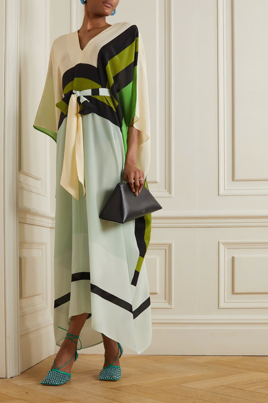 Fancy Caftan, Silk Crepe Long Kaftan For Women's