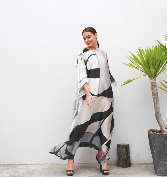 Designer Satin Silk Kaftan, Long Caftan For Women's