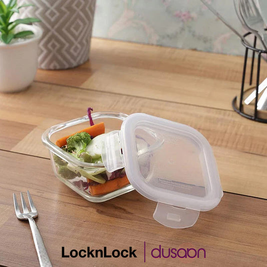 Airtight Glass Food Containers Lunch Box with Blue Bag | Set of 3