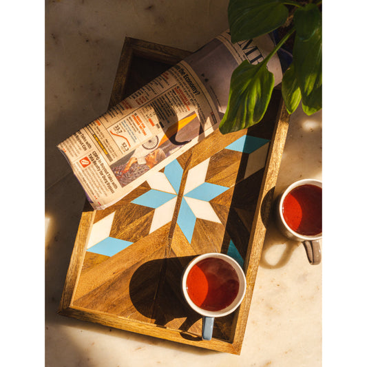 Blue & White Patterned Resin Tray