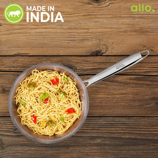 Allo Dallas CookSafe Triply Stainless Steel  Wok  |Non Toxic | 1.2L, 1.5L, 2L, 2.7L, 3.7L, 4.5L